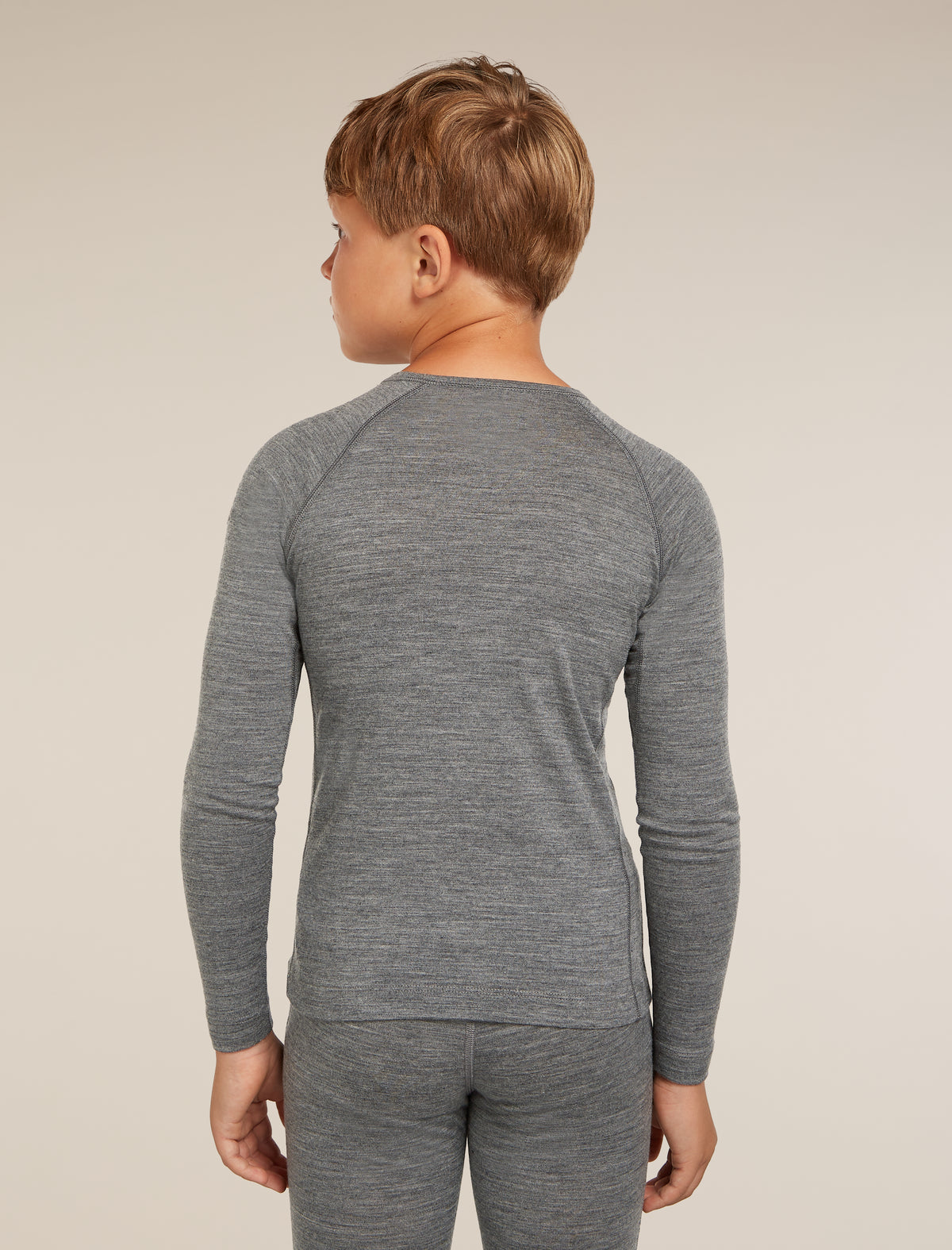 Kids’ Merino 200 Oasis Long Sleeve Crewe Thermal Top Gritstone Heather - 2