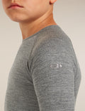 Kids’ Merino 200 Oasis Long Sleeve Crewe Thermal Top Gritstone Heather - 10