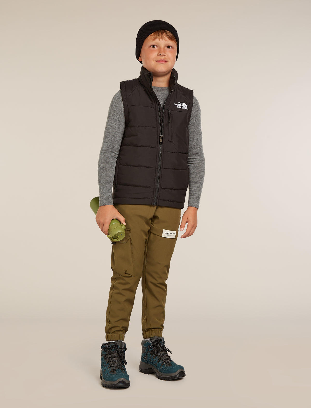 Kids’ Merino 200 Oasis Long Sleeve Crewe Thermal Top Gritstone Heather - 8