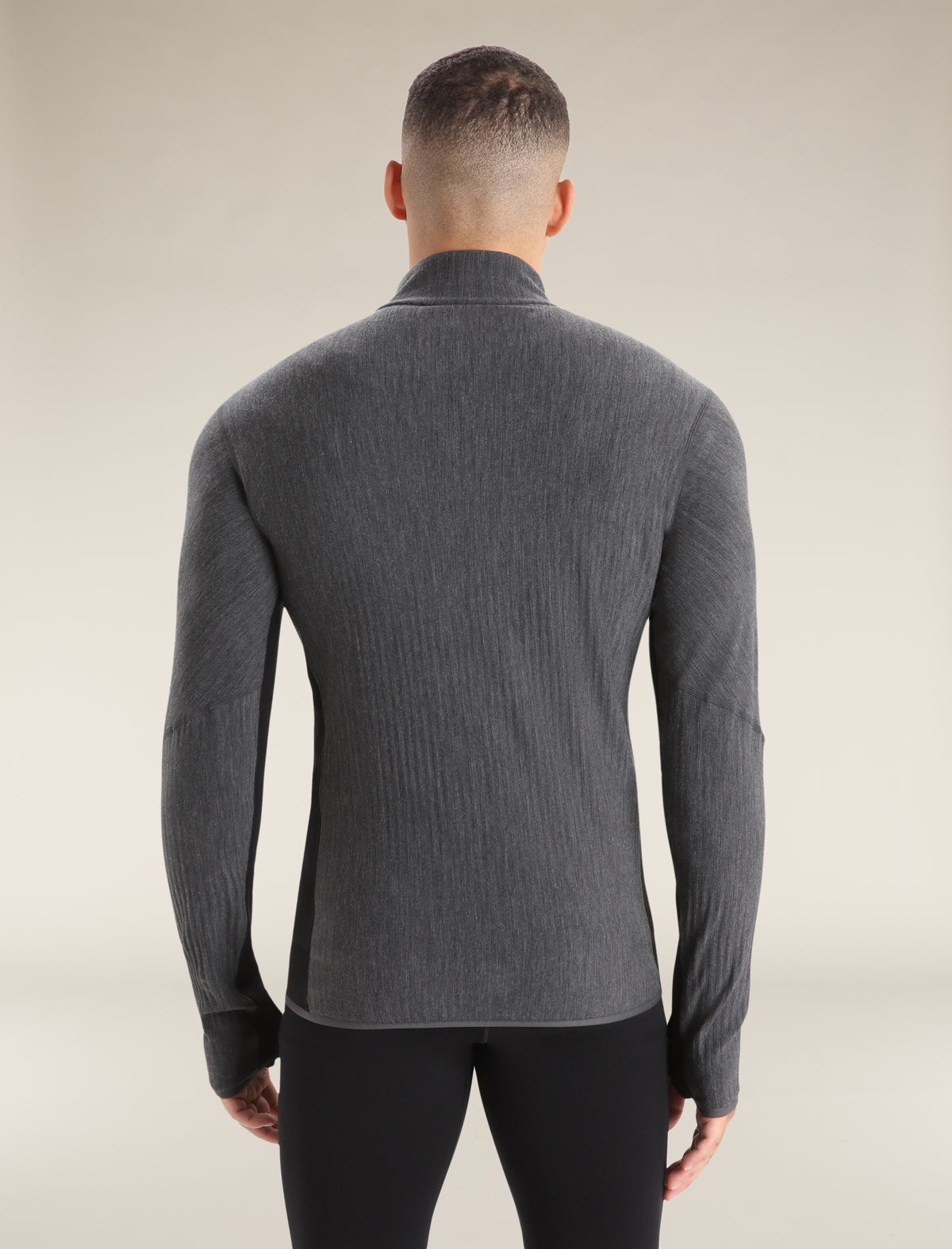 Men's Descender Long Sleeve Zip Jacket Jet Heather/Black - 3