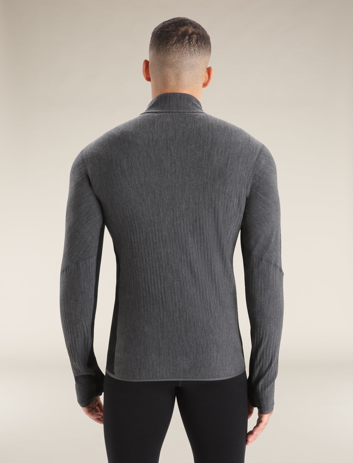 Men's Descender Long Sleeve Zip Jacket Jet Heather/Black - 4