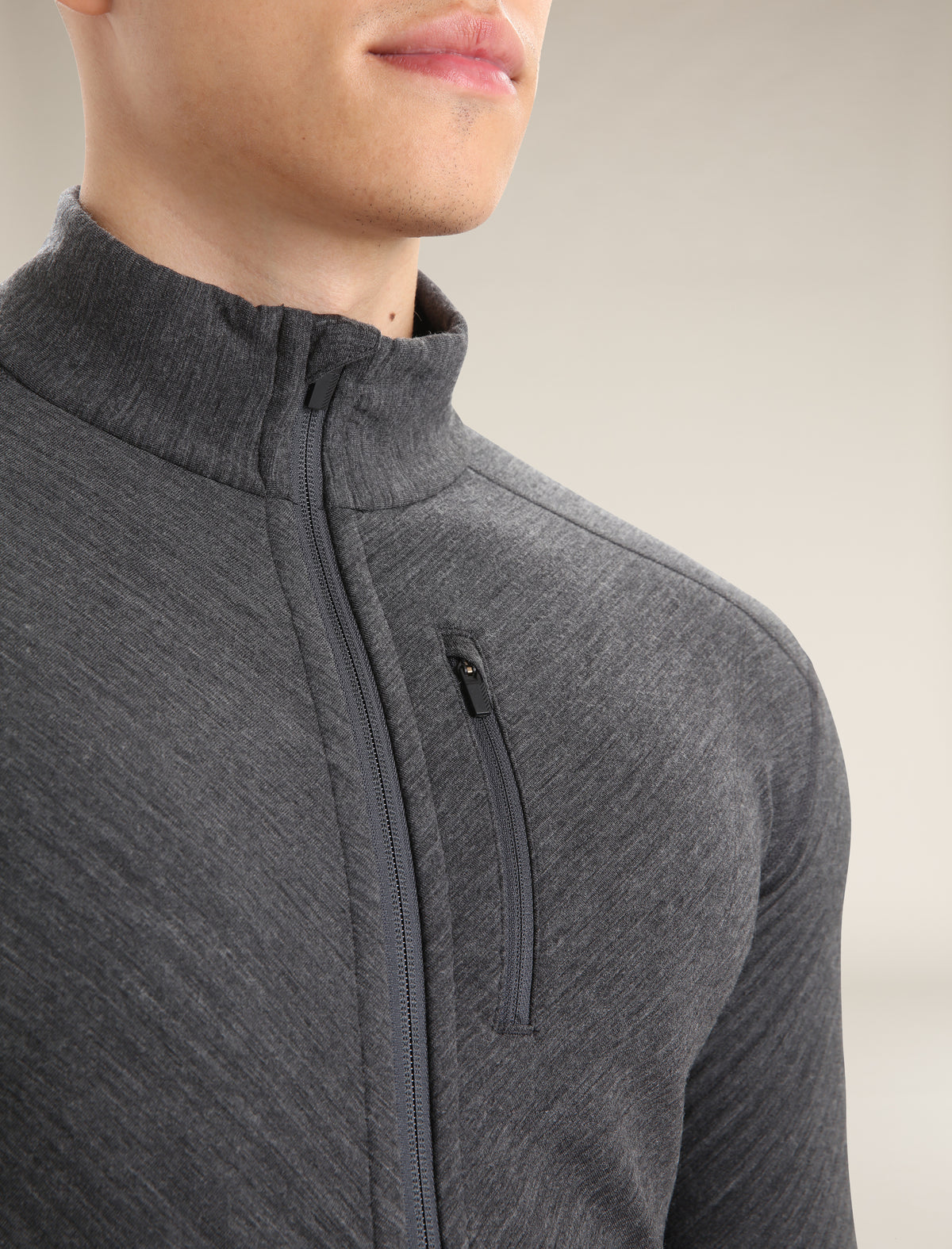 Men's Descender Long Sleeve Zip Jacket Jet Heather/Black - 6