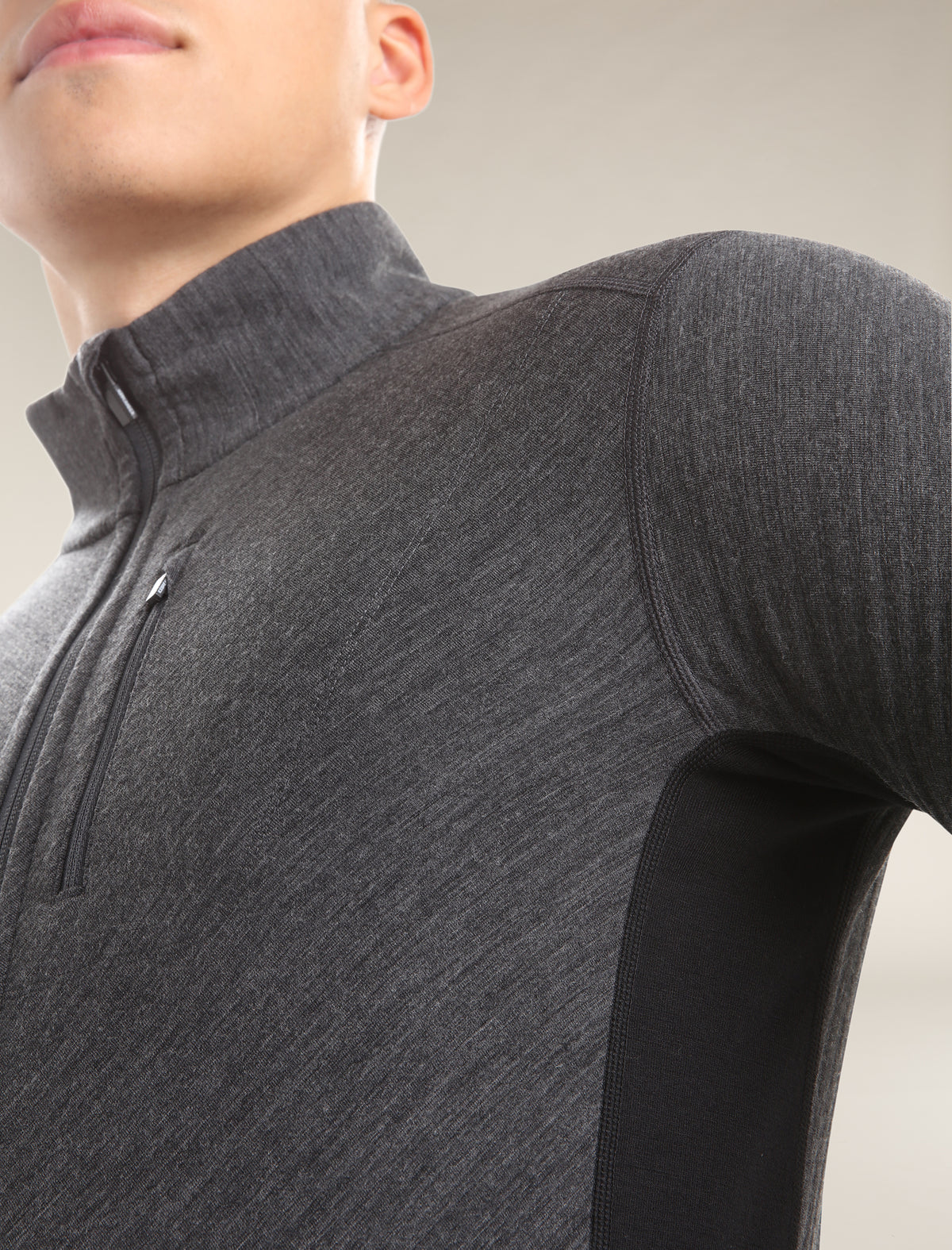 Men's Descender Long Sleeve Zip Jacket Jet Heather/Black - 8