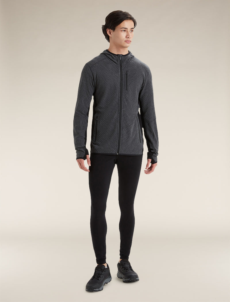 Men's Descender Long Sleeve Zip Hoodie Jet Heather/Black - 3