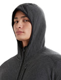 Men's Descender Long Sleeve Zip Hoodie Jet Heather/Black - 5
