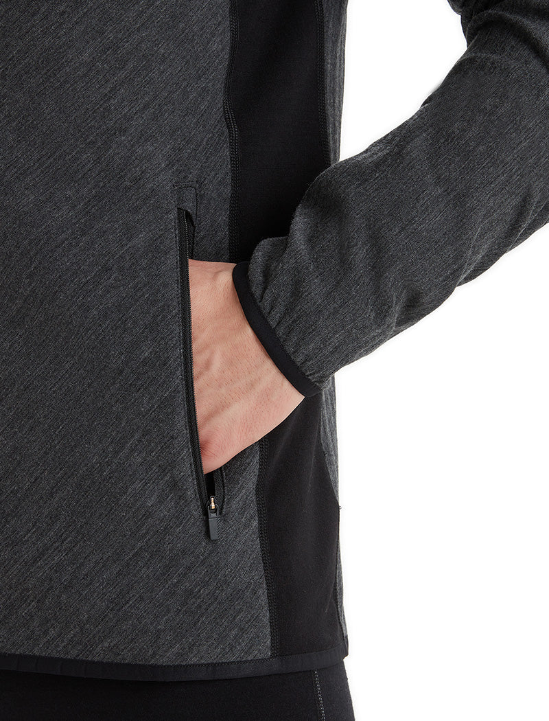 Men's Descender Long Sleeve Zip Hoodie Jet Heather/Black - 7