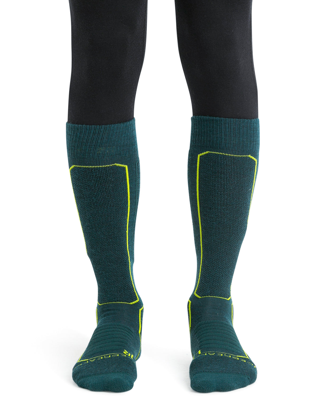 Men's Merino Ski+ Medium Over the Calf Socks Fathom Green/Black - 1