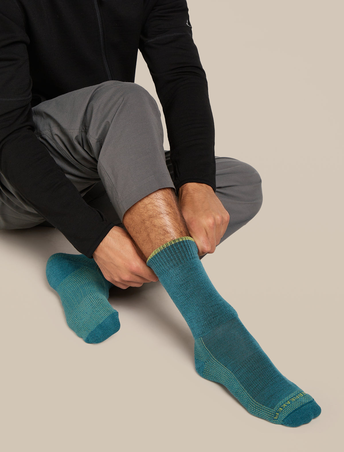 Men's Merino Hike Medium Crew Socks Topaz/Peridot/Seaglass - 1