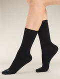 Women's Merino Lifestyle Fine Gauge Crew Socks Black - 1