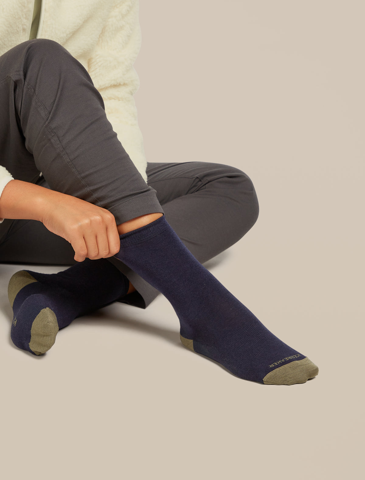 Women's Merino Lifestyle Fine Gauge Crew Socks Midnight Navy/Loden - 2