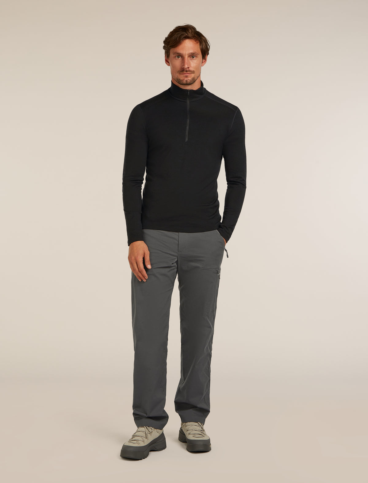 Men's Merino 200 Oasis Long Sleeve Half Zip Thermal Top Black - 3