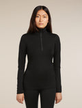 Women's Merino 200 Oasis Long Sleeve Half Zip Thermal Top Black - 1