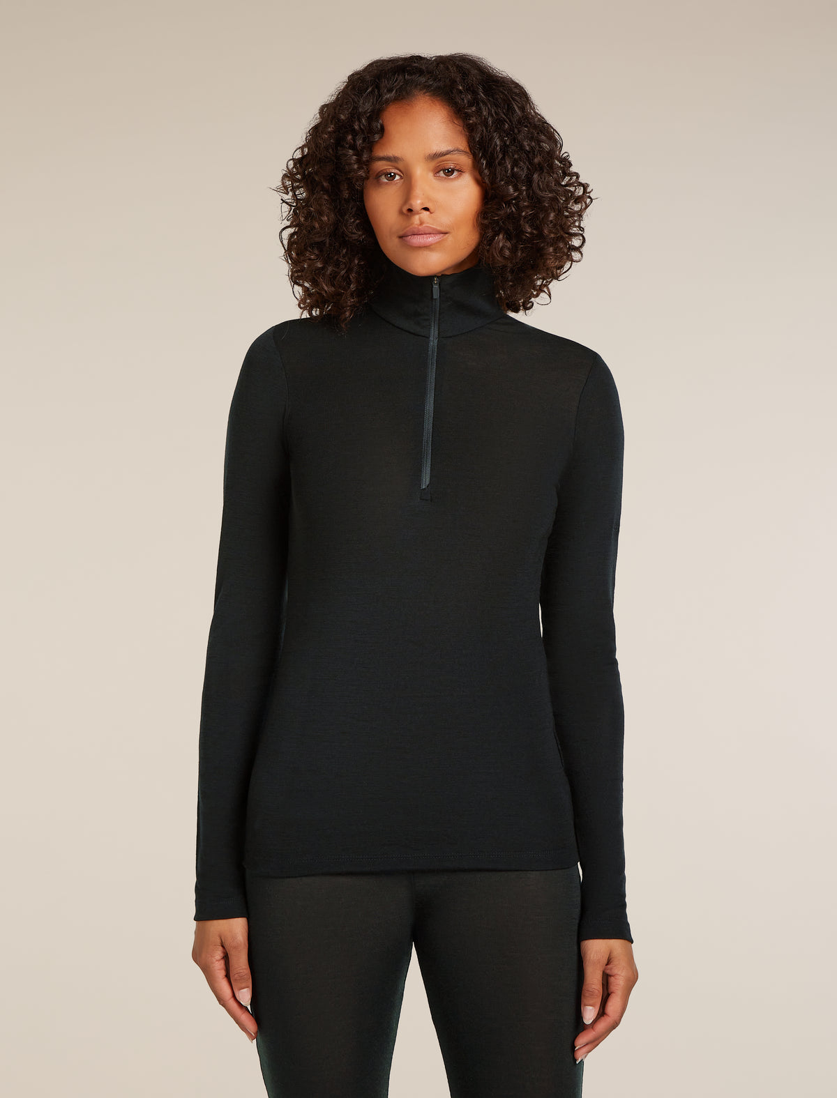 Women's Merino 175 Everyday Long Sleeve Half Zip Thermal Top Black - 1
