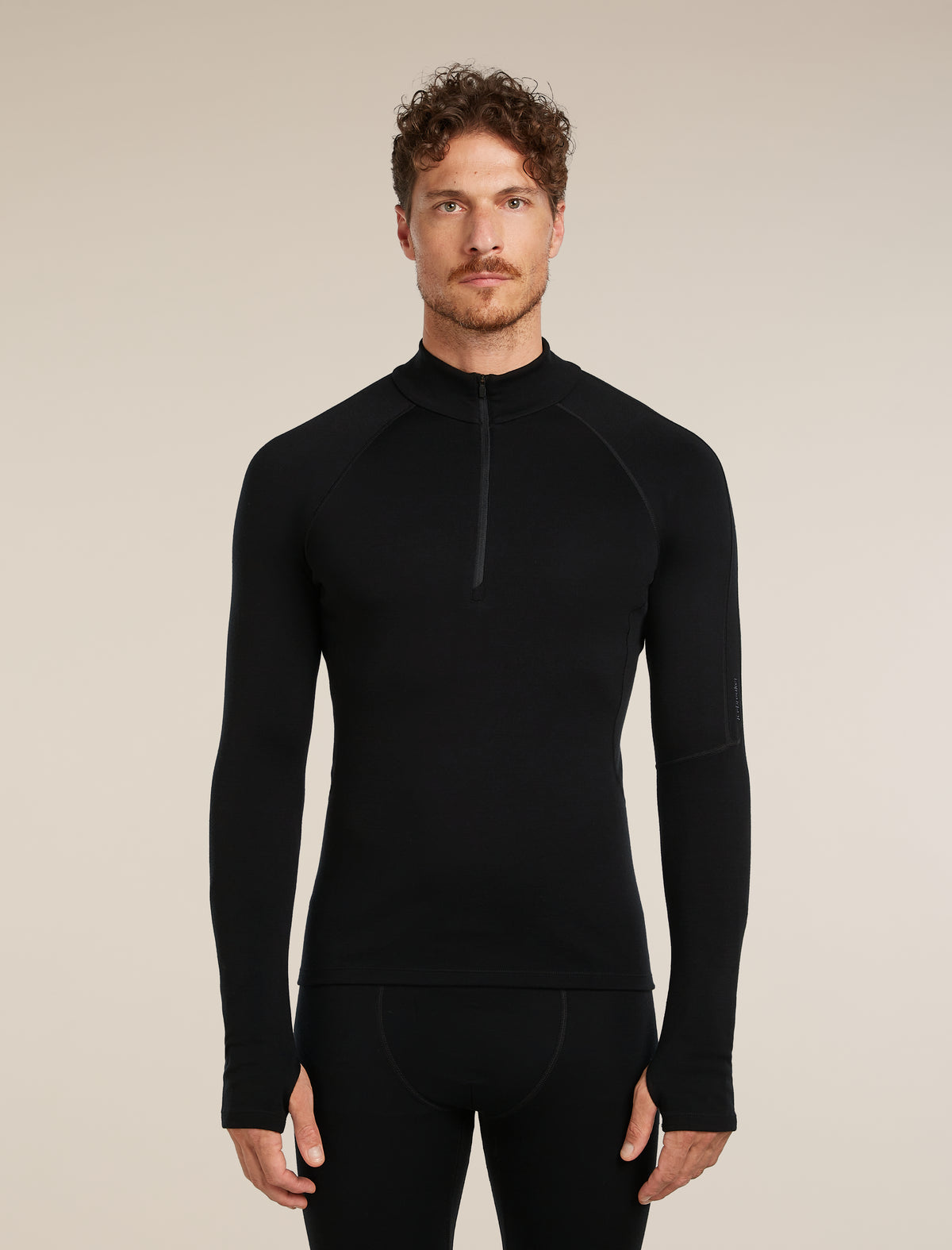 Men's 300 MerinoFine™ Polar Long Sleeve Half Zip Thermal Top Black - 1