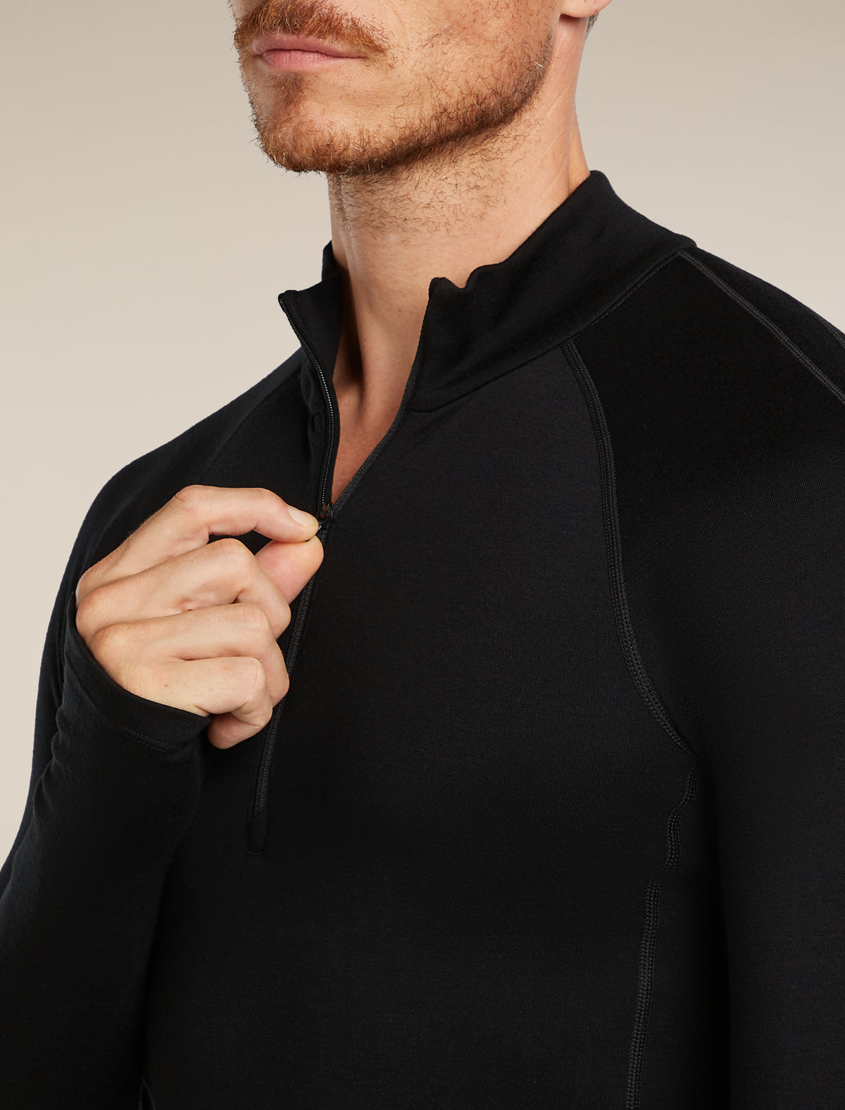 Men's 300 MerinoFine™ Polar Long Sleeve Half Zip Thermal Top Black - 5