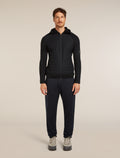 Men's Merino Blend Quantum Hybrid Long Sleeve Zip Hoodie Black - 2