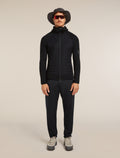 Men's Merino Blend Quantum Hybrid Long Sleeve Zip Hoodie Black - 3