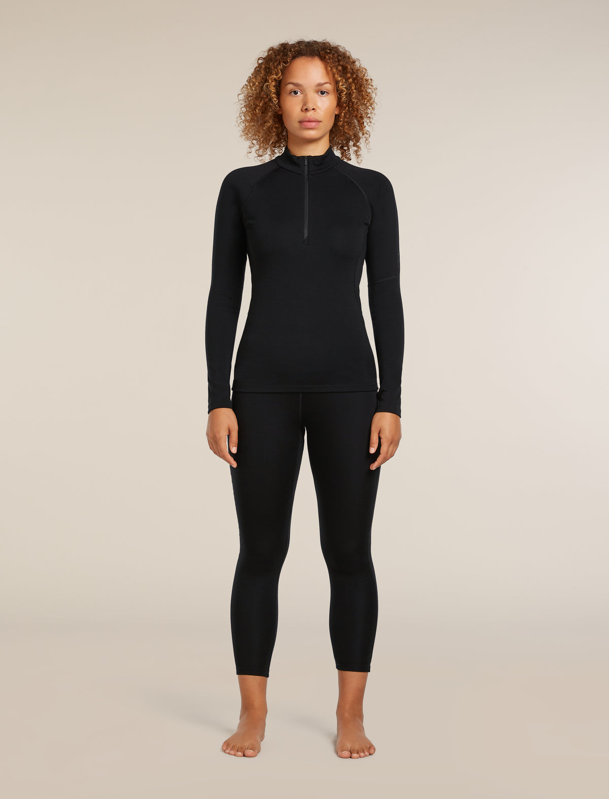Women's 300 MerinoFine™ Polar Long Sleeve Half Zip Thermal Top Black - 1