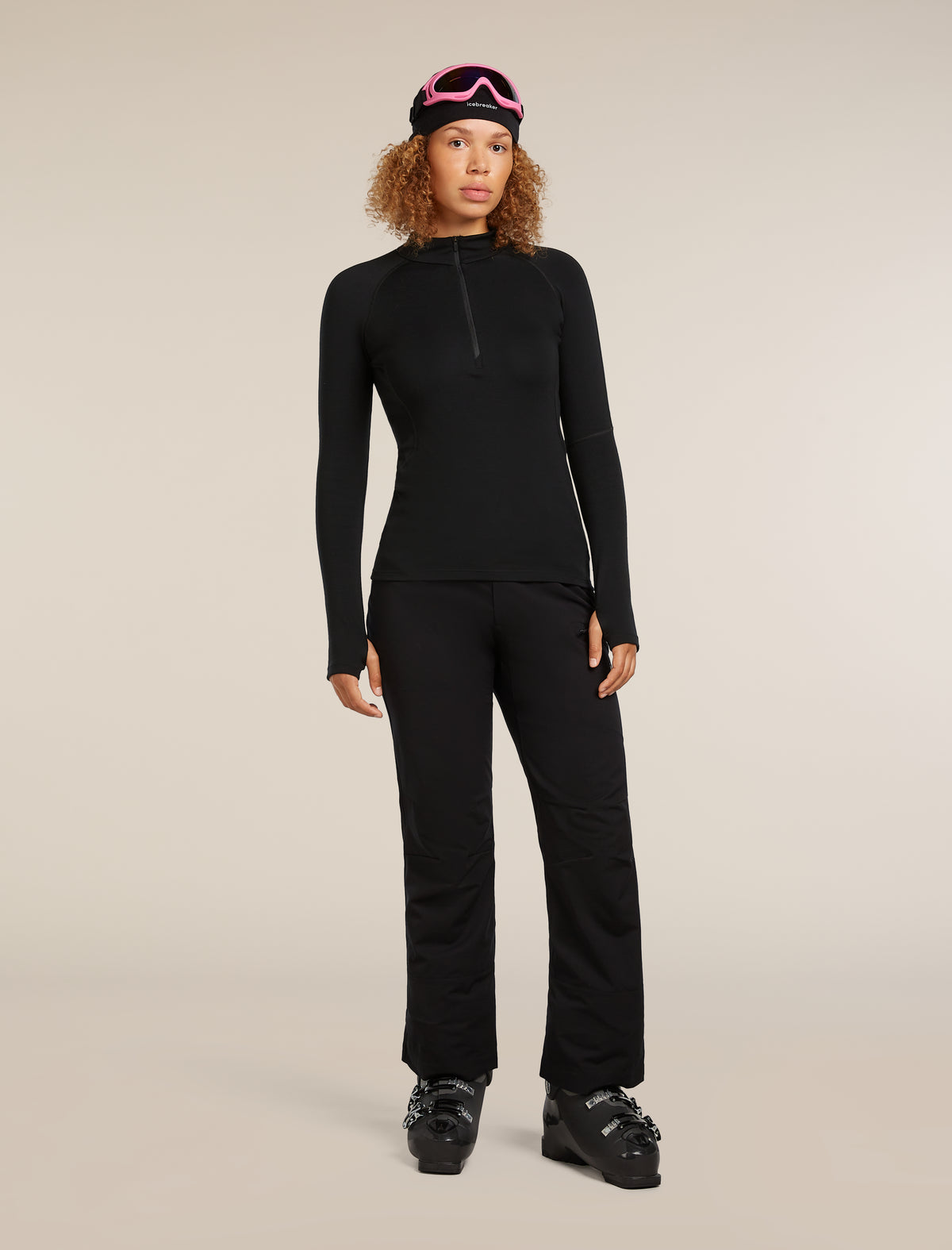 Women's 300 MerinoFine™ Polar Long Sleeve Half Zip Thermal Top Black - 4