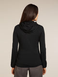 Women's Merino Blend Quantum Hybrid Long Sleeve Zip Hoodie Black - 2