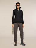 Women's Merino Blend Quantum Hybrid Long Sleeve Zip Hoodie Black - 4