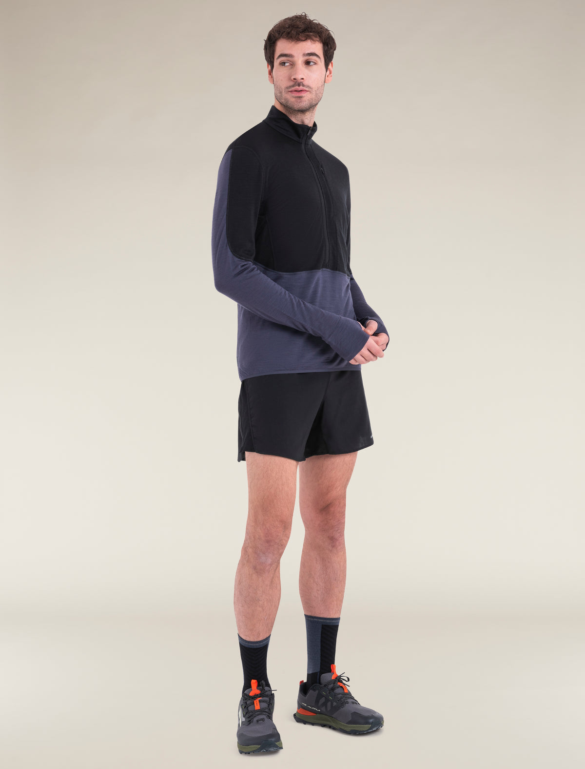 Men's Merino Blend 200 Realfleece™ Descender Long Sleeve Half Zip Top Black/Graphite - 3