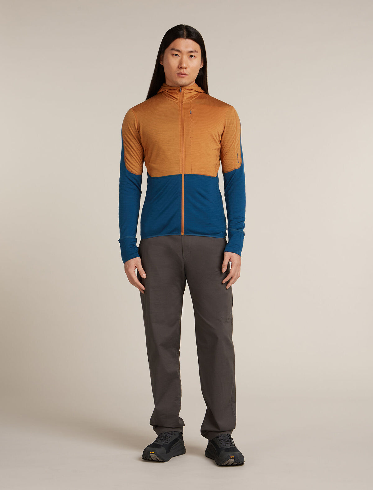 Men's Merino Blend 200 Realfleece™ Descender Long Sleeve Zip Hoodie Trail/Atlantis - 3