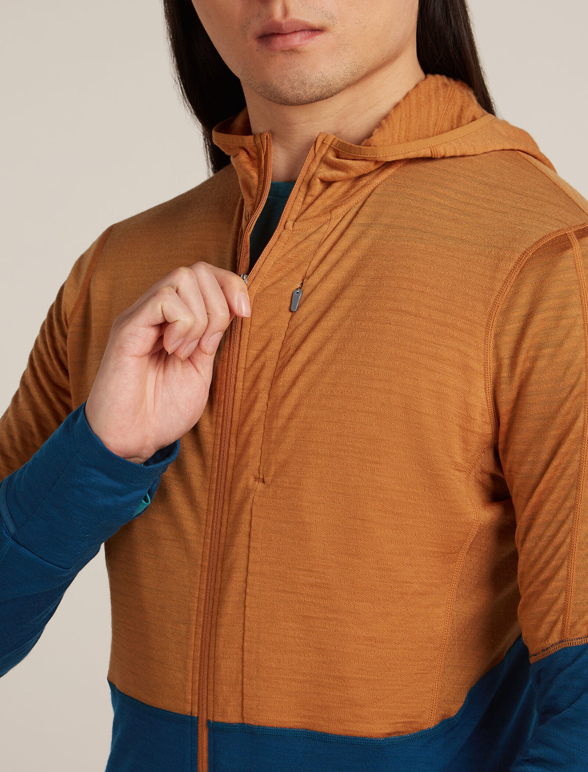 Men's Merino Blend 200 Realfleece™ Descender Long Sleeve Zip Hoodie Trail/Atlantis - 6