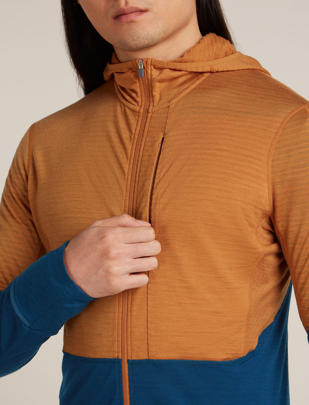 Men's Merino Blend 200 Realfleece™ Descender Long Sleeve Zip Hoodie Trail/Atlantis - 7