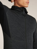 Men's Merino Blend 200 Realfleece™ Descender Long Sleeve Zip Hoodie Jet Heather/Black - 9