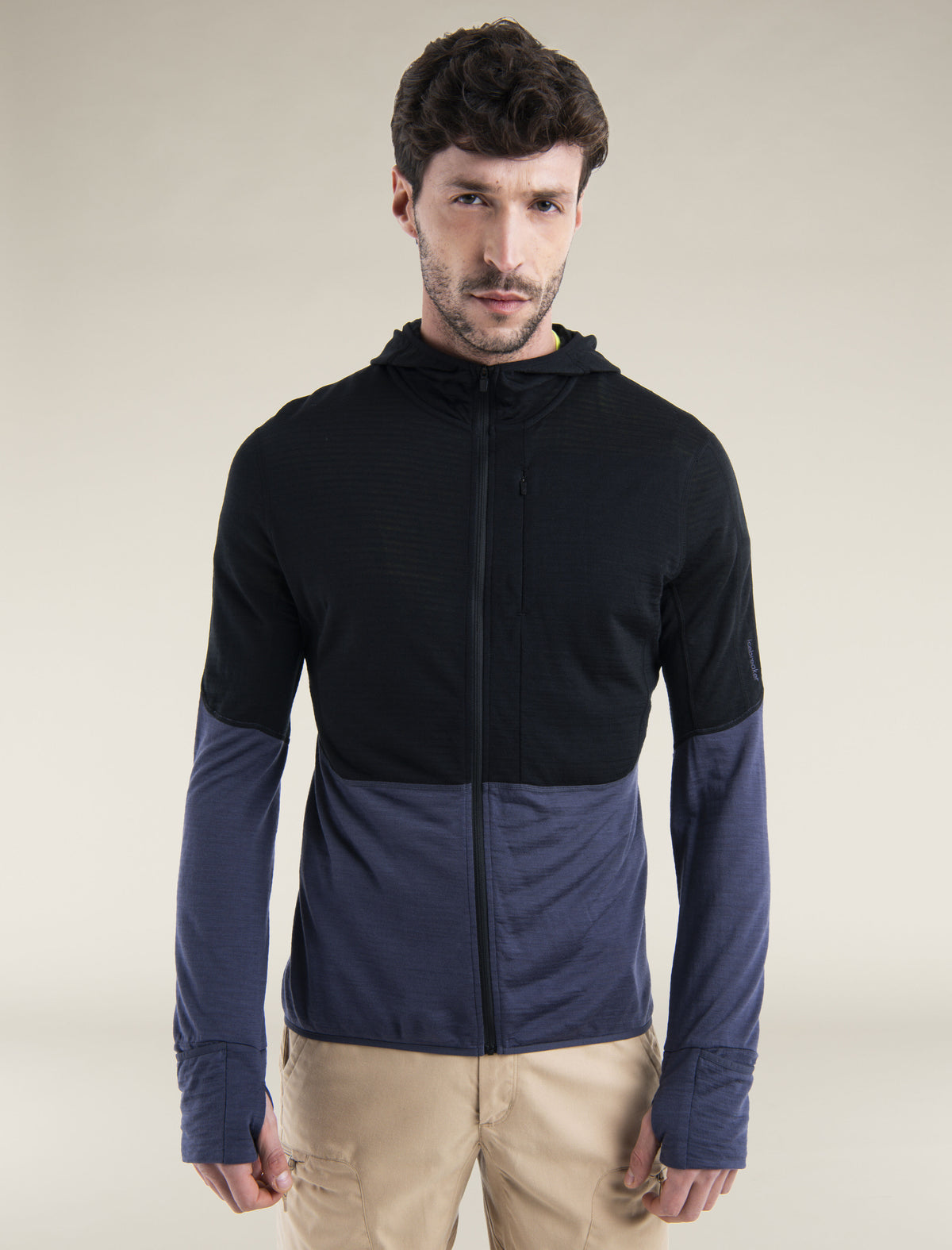 Men's Merino Blend 200 Realfleece™ Descender Long Sleeve Zip Hoodie Black/Graphite - 1