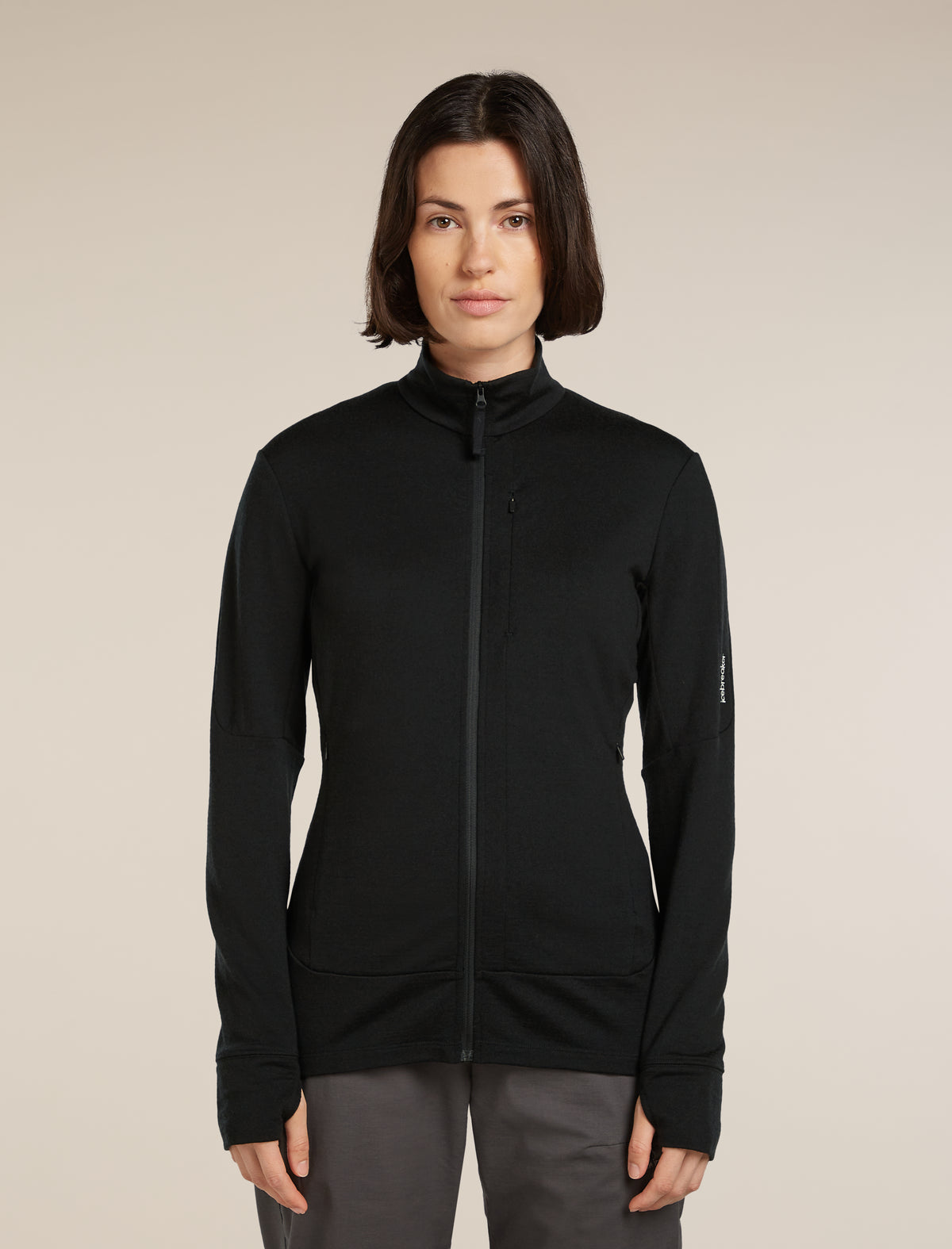 Women's Merino 260 Quantum Long Sleeve Zip Jacket Black - 1