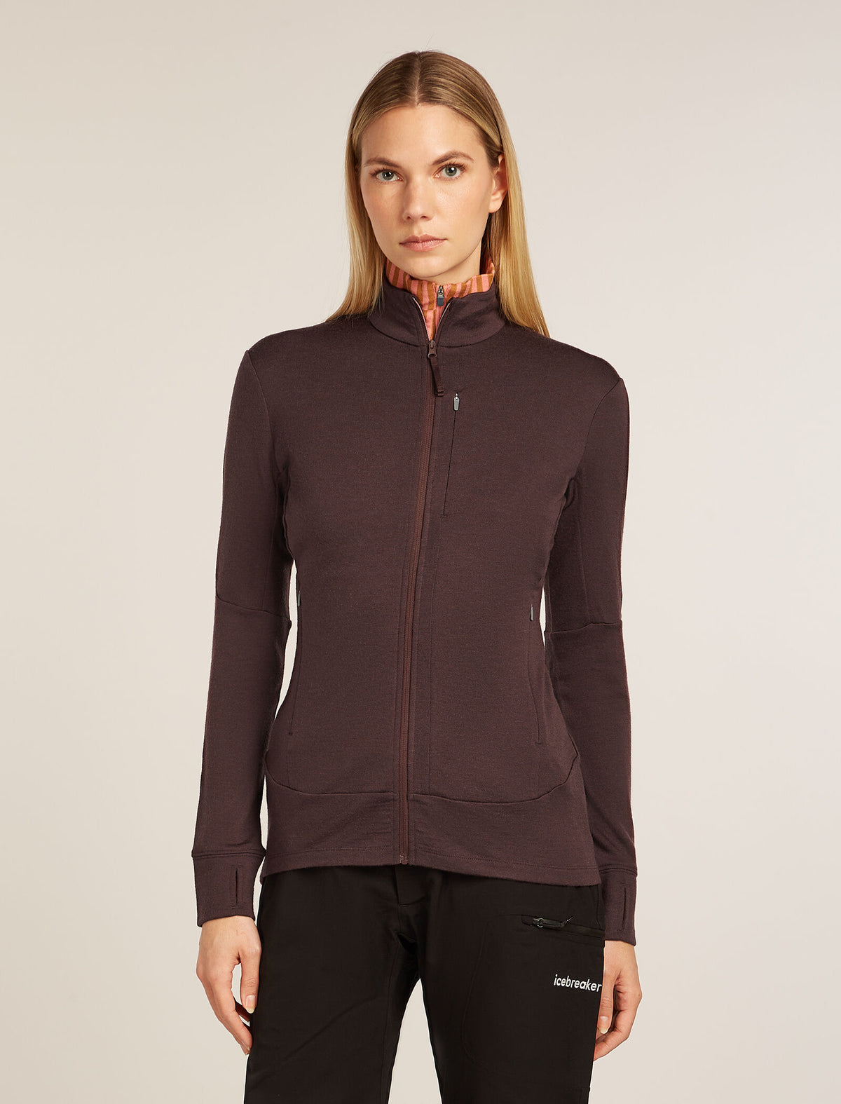 Women's Merino 260 Quantum Long Sleeve Zip Jacket Java - 1