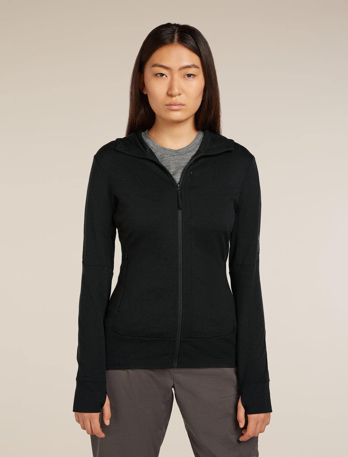 Women's Merino 260 Quantum Long Sleeve Zip Hoodie Black - 1
