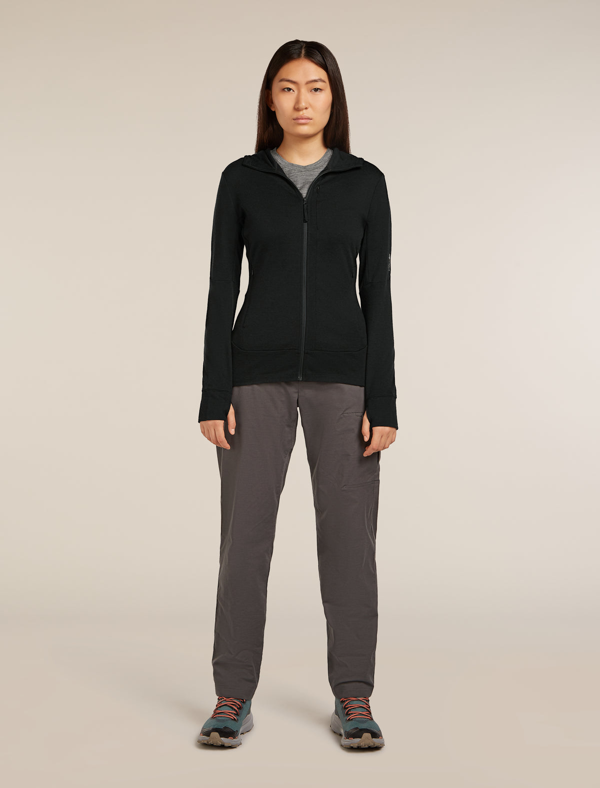 Women's Merino 260 Quantum Long Sleeve Zip Hoodie Black - 3