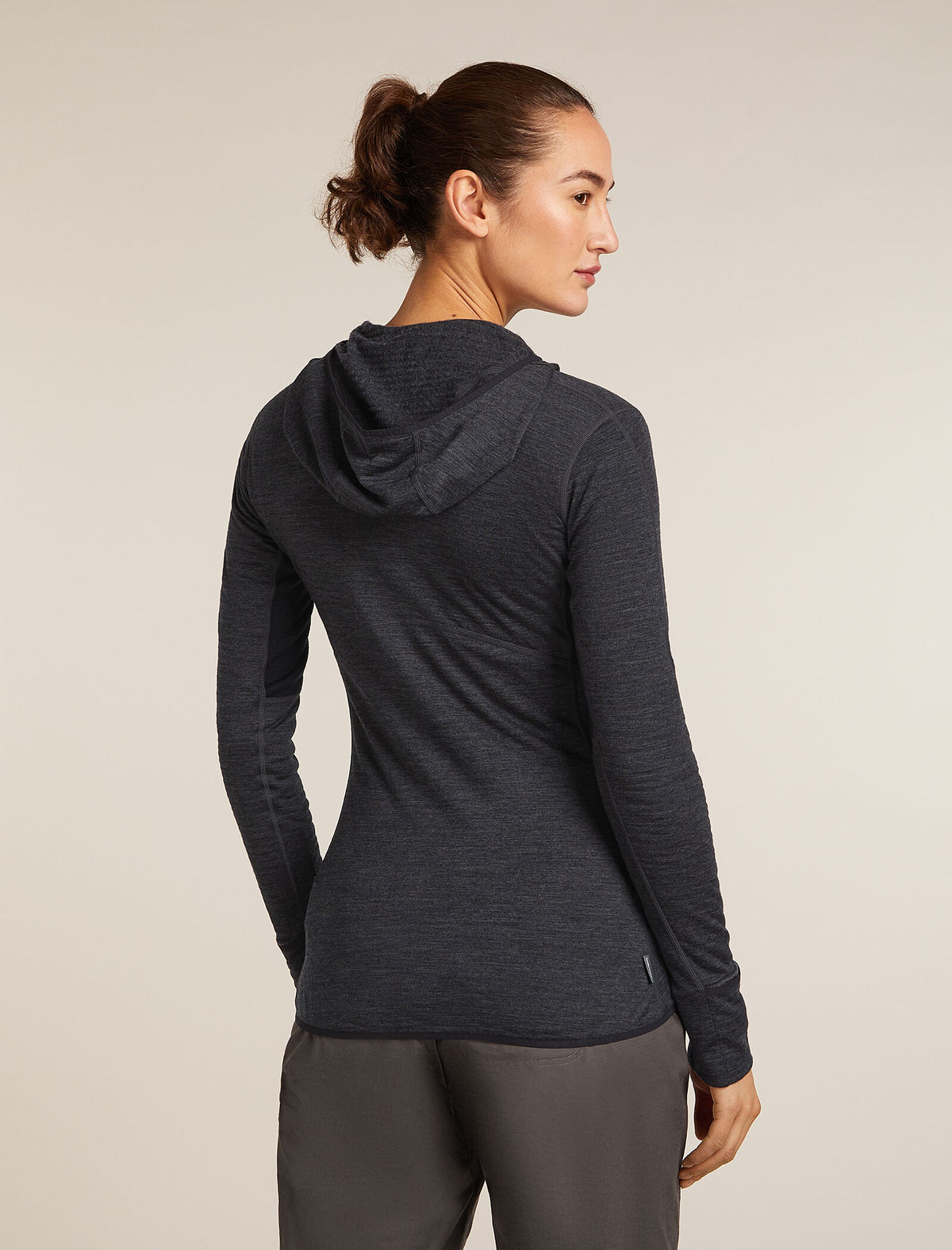 Women's Merino Blend 200 Realfleece™ Descender Long Sleeve Zip Hoodie Jet Hthr/Black - 2