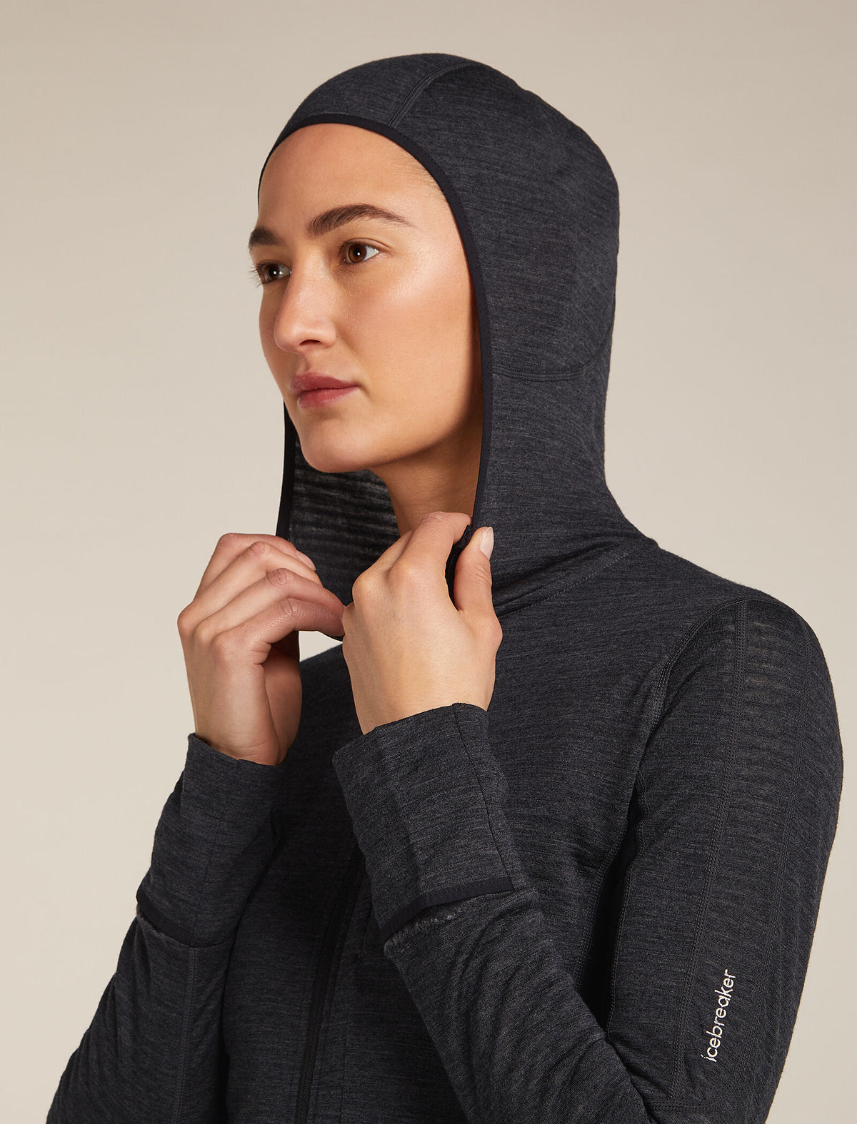 Women's Merino Blend 200 Realfleece™ Descender Long Sleeve Zip Hoodie Jet Hthr/Black - 8