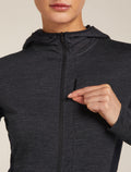 Women's Merino Blend 200 Realfleece™ Descender Long Sleeve Zip Hoodie Jet Hthr/Black - 9
