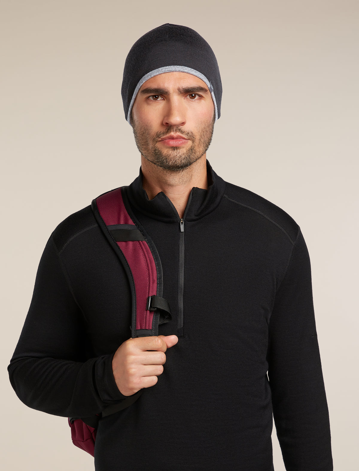 Unisex Merino 200 Pocket Hat Black/Gritstone Heather - 4
